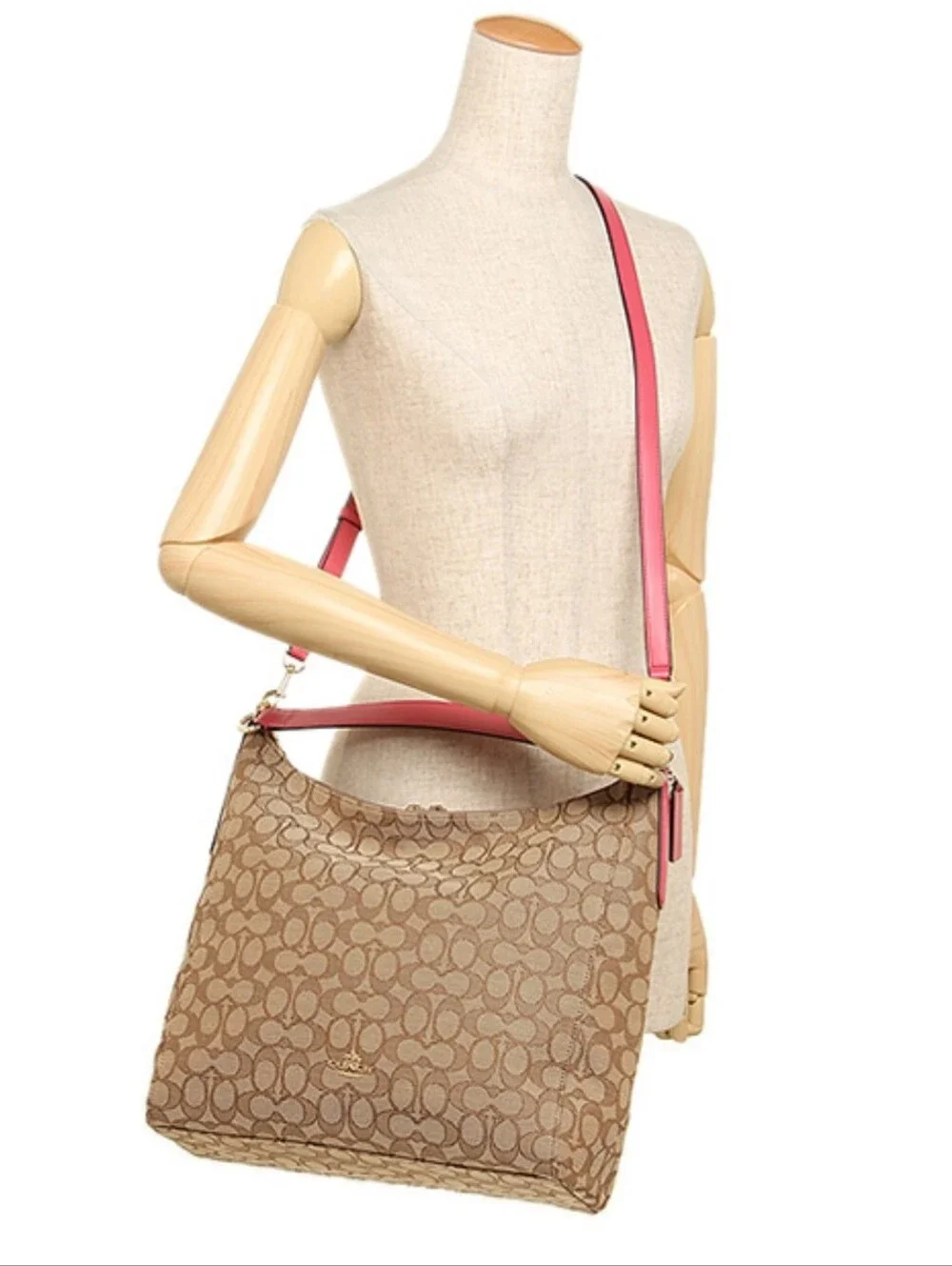 Coach Celeste Signature 2Way Hobo With Pink Trim, EUC, 2016, $375 MSRP